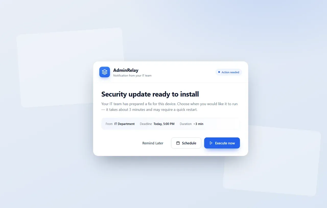 The AdminRelay confirmation prompt